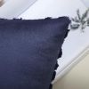 Summer Throw Pillow Covers 18x18 Inch Set of 2, Soft Plush Faux Wool Navy Blue Solid Couch Pillow Covers