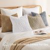 Throw Pillow Covers 18x18 Inch Set of 2, Soft Plush Faux Wool Khaki Solid Couch Pillow Covers
