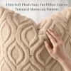 Throw Pillow Covers 18x18 Inch Set of 2, Soft Plush Faux Wool Light Khaki Solid Couch Pillow Covers