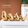 Small Birds Statues Home Modern Style Decorative Ornaments for Living Room, Bedroom, Office Desktop, Cabinets (4Pcs Gold Birds)