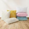 Summer Throw Pillow Covers 18x18 Inch Set of 2, Soft Plush Faux Wool Light Pink Solid Couch Pillow Covers