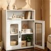 White Modern Engineered Wood Bathroom Cabinet with Open Compartment