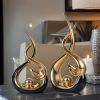 Home Decor Modern Abstract Art Ceramic Statue - 2 PCS Black and Gold Sculptures, Mid Century Modern Decor, Elegant Table Centerpieces for Dining Room