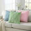 Summer Throw Pillow Covers 18x18 Inch Set of 2, Soft Plush Faux Wool Light Sage Green Solid Couch Pillow Covers