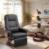 Black Faux Leather Manual Swivel Recliner Lounge Chair with Footrest And Armrest Comfortable Living Room Chair