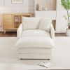 Modern Accent Chair with Ottoman, Living Room Club Chair Chenille Upholstered Armchair , Reading Chair for Bedroom, White