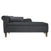 Navy Blue Chaise Lounge Indoor,Velvet Lounge Chair for Bedroom with Storage & Pillow