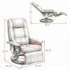 Brown Swivel Recliner Chair PU Leather Reclining Armchair Retractable Footrest Wood Base Adjustable High Back for Small Spaces Living Room RV Bedroom