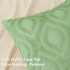 Summer Throw Pillow Covers 18x18 Inch Set of 2, Soft Plush Faux Wool Light Sage Green Solid Couch Pillow Covers