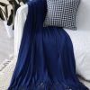 Royal Blue Acrylic Knitted Throw Blanket – Soft and Cozy Decorative Blanket for Stylish Home Décor Accent