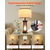 Table Lamps Set of 2, Dimmable Farmhouse Bedside Nightstand Lamps, Vintage Lamp with LED Bulb and Linen Shades