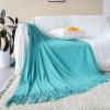 Teal Acrylic Knitted Throw Blanket – Soft and Cozy Decorative Blanket