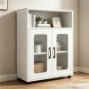White Modern Engineered Wood Bathroom Cabinet with Open Compartment