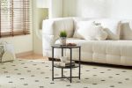 Small round side table,2 tiers farmhouse end table,accent tables for small spaces,night stands for bedrooms living room