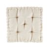 Poly Chenille Square Floor Pillow Cushion Ivory 20x20"
