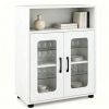White Modern Engineered Wood Bathroom Cabinet with Open Compartment