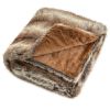 Brown Taupe 780GSM Faux Fox Fur Throw Blanket 60"x80" Double-Sided PV Fleece Lined Blanket