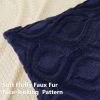 Summer Throw Pillow Covers 18x18 Inch Set of 2, Soft Plush Faux Wool Navy Blue Solid Couch Pillow Covers
