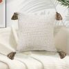 19.7 in Beige Pillow Cover – Luxurious Rib Knit Textured Cotton Throw Pillow Case, Soft Decorative Cushion Cover
