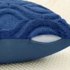 Throw Pillow Covers 18x18 Inch Set of 2, Soft Plush Faux Wool Dark Blue Solid Couch Pillow Covers