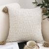 19.7 in Beige Pillow Cover – Luxurious Rib Knit Textured Cotton Throw Pillow Case, Soft Decorative Cushion Cover