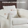 Swivel Accent Chair with Ottoman Set, Modern Chenille Barrel Armchair with Removable Back Pillow & 2 Armrest Covers for Living Room, Bedroom, Office
