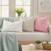 Throw Pillow Covers 18x18 Inch Set of 2, Soft Plush Faux Wool Beige Solid Couch Pillow Covers