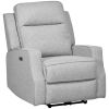 Electric Power Recliner, Wall Hugger Armchair with USB Charging Station, Sofa Recliner with Linen Upholstered Seat and Retractable Footrest, Gray