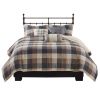 6 Piece Printed Herringbone Quilt Set with Throw Pillows Neutral King/Cal King