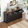 63" Fluted Sideboard Buffet Cabinet with Storage, Modern Coffee Bar Station with 4 Doors and 3 Drawers