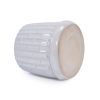 Handmade White Glazed Ceramic Planter Set of 2, 6" & 8" Diameter, Bamboo-like Pattern, for Orchids Indoor/Outdoor Shelf and Table Use, Breathable Clay