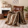 Coffee 760GSM Faux Raccoon Fur Throw Blanket 60"x80" Double-Sided Soft Micro-Mink Lined Blanket