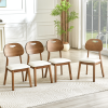 2 walnut colored solid wood dining chairs, white PU soft seat cushions, hollowed out backrests, and home dining chairs.