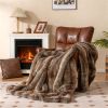 Brown Taupe 780GSM Faux Fox Fur Throw Blanket 60"x80" Double-Sided PV Fleece Lined Blanket