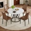 Table and Chair Set.A white MDF table with a diameter of 47.3 inches