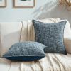 Navy Blue Throw Pillow Covers 18x18 Set of 2 Chenille Tweed Textured Decorative Couch Pillow Covers Neutral Modern Pillow Cases for Sofa Bed Living Ro