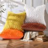 Summer Throw Pillow Covers 18x18 Inch Set of 2, Soft Plush Faux Wool Mustard Yellow Solid Couch Pillow Covers