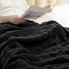 Fleece Throw Blanket for Couch,Super Soft and Warm Lightweight Checkered Pattern Blankets for All Seasons, 50x60 Inches, Black