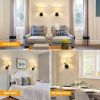 Plug in Wall Sconce with Dimmer Switch and USB Port 9.5'Rectangular Linen Fabric Shade