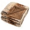 Coffee 760GSM Faux Raccoon Fur Throw Blanket 60"x80" Double-Sided Soft Micro-Mink Lined Blanket