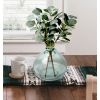 12" Artificial Green Eucalyptus in Blown Glass Vase