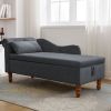 Black Chaise Lounge Indoor,Velvet Lounge Chair for Bedroom with Storage & Pillow