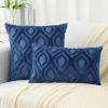 Throw Pillow Covers 18x18 Inch Set of 2, Soft Plush Faux Wool Dark Blue Solid Couch Pillow Covers