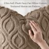 Throw Pillow Covers 18x18 Inch Set of 2, Soft Plush Faux Wool Light Brown Solid Couch Pillow Covers