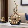 Home Decor Modern Abstract Art Ceramic Statue - 2 PCS Black and Gold Sculptures, Mid Century Modern Decor, Elegant Table Centerpieces for Dining Room