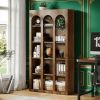 Wood Bookshelf, 5-Tier Rustic Bookcase Display Storage Shelving Unit