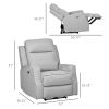 Electric Power Recliner, Wall Hugger Armchair with USB Charging Station, Sofa Recliner with Linen Upholstered Seat and Retractable Footrest, Gray