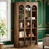 Wood Bookshelf, 5-Tier Rustic Bookcase Display Storage Shelving Unit