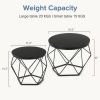 Modern Geometric Coffee Table Set of 2, Round Nesting Side Tables with Hidden Storage, Movable End Tables for Living Room Decor & Practical Use, Black