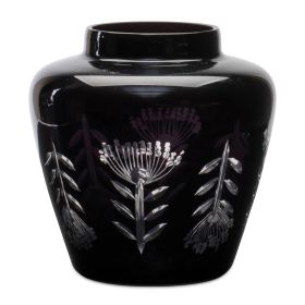 Vase 6.5"D x 6.5"H Glass (Material: Soda Lime Glass, Color: Black)